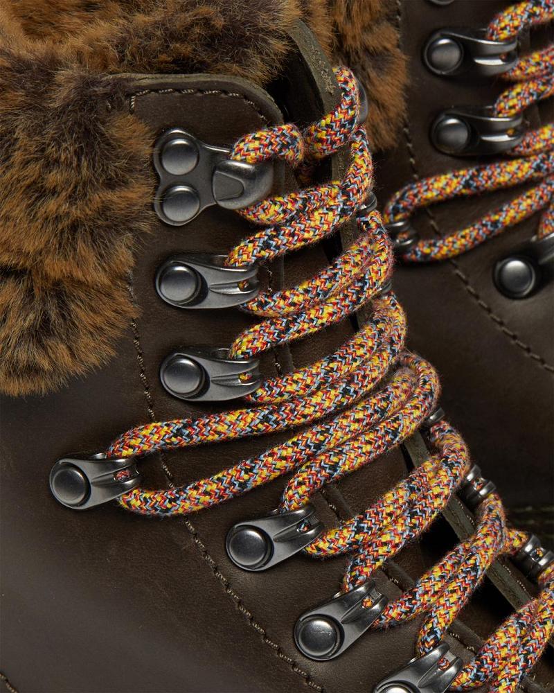 Dr Martens 1460 Serena Collar Faux Fur Forede Snørestøvletter Dame Grå | Norge 579YXF